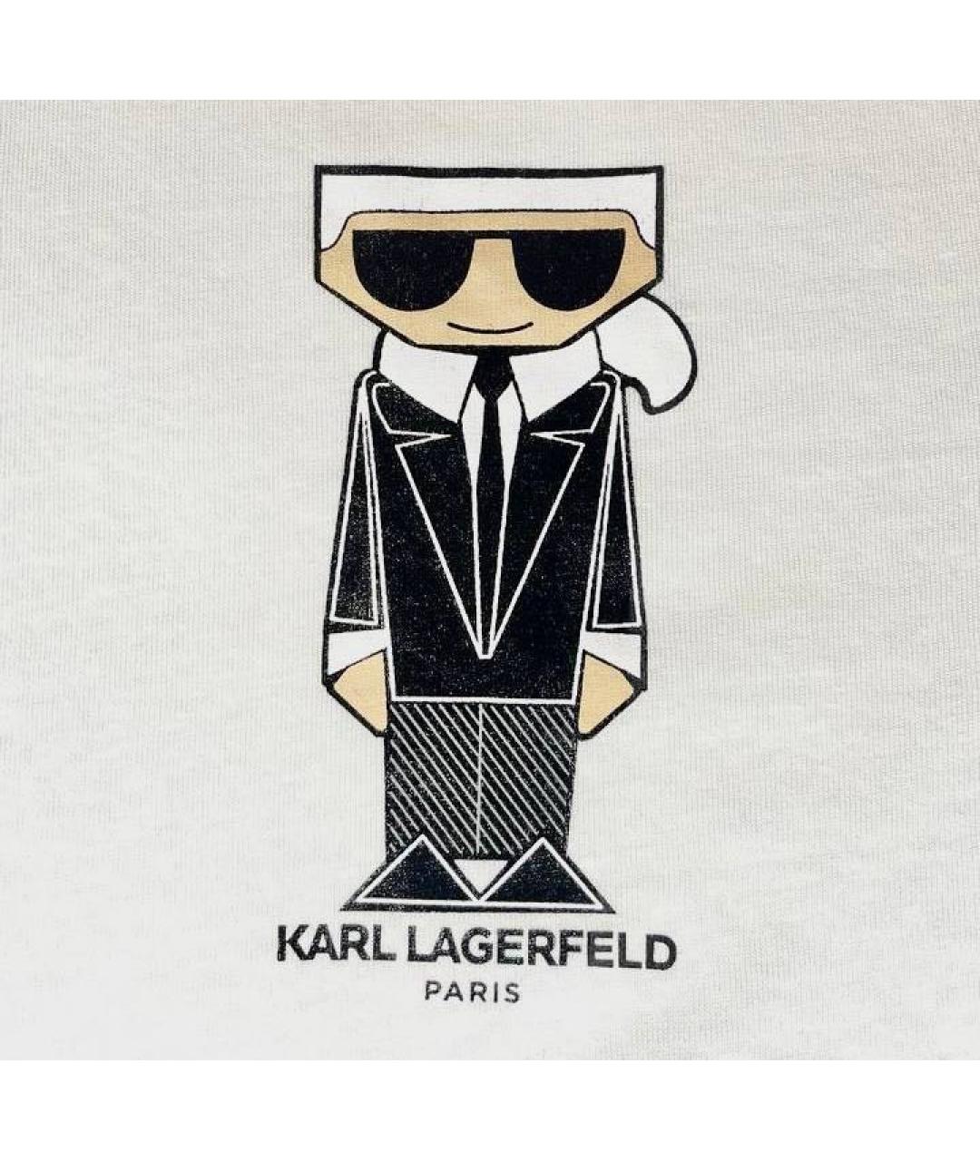 KARL LAGERFELD Белая хлопковая футболка, фото 4