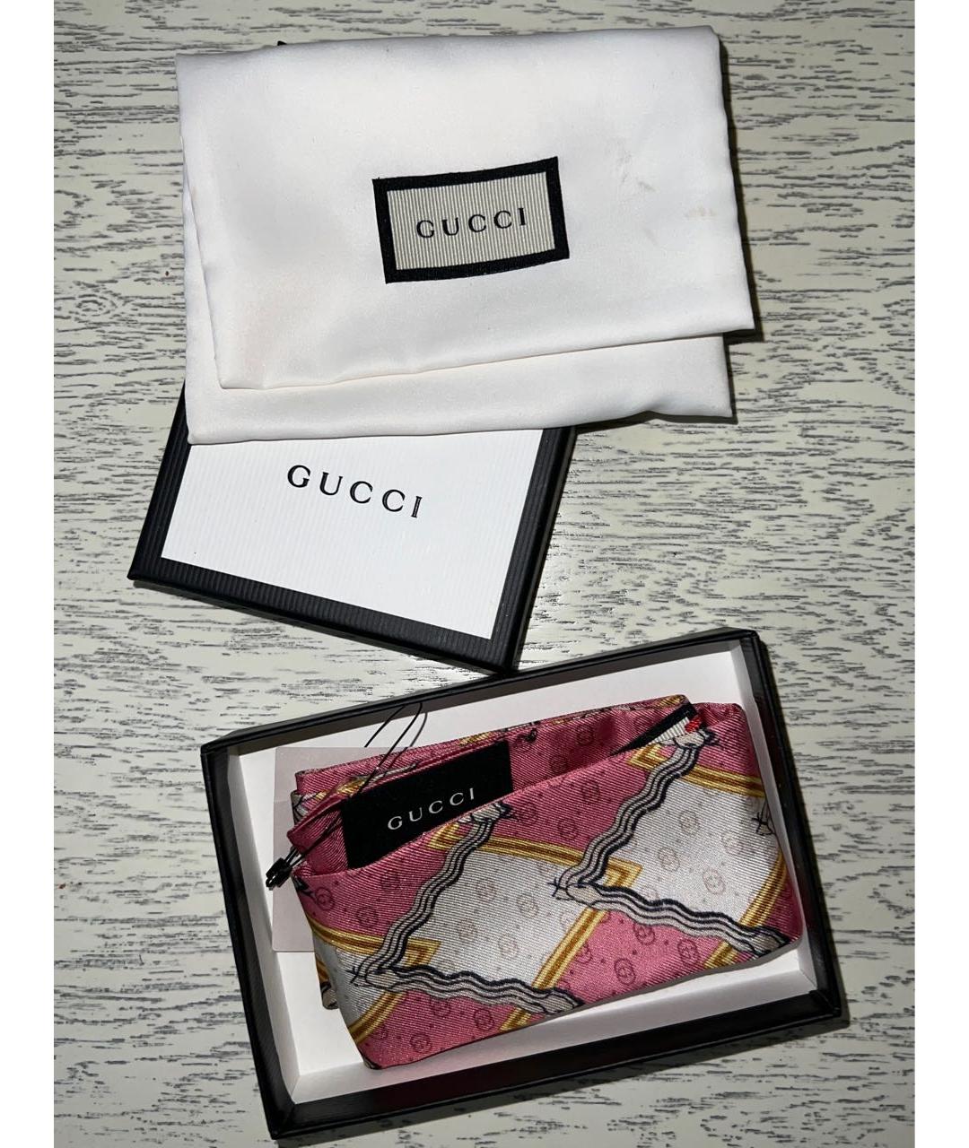 GUCCI Розовый шелковый платок, фото 5