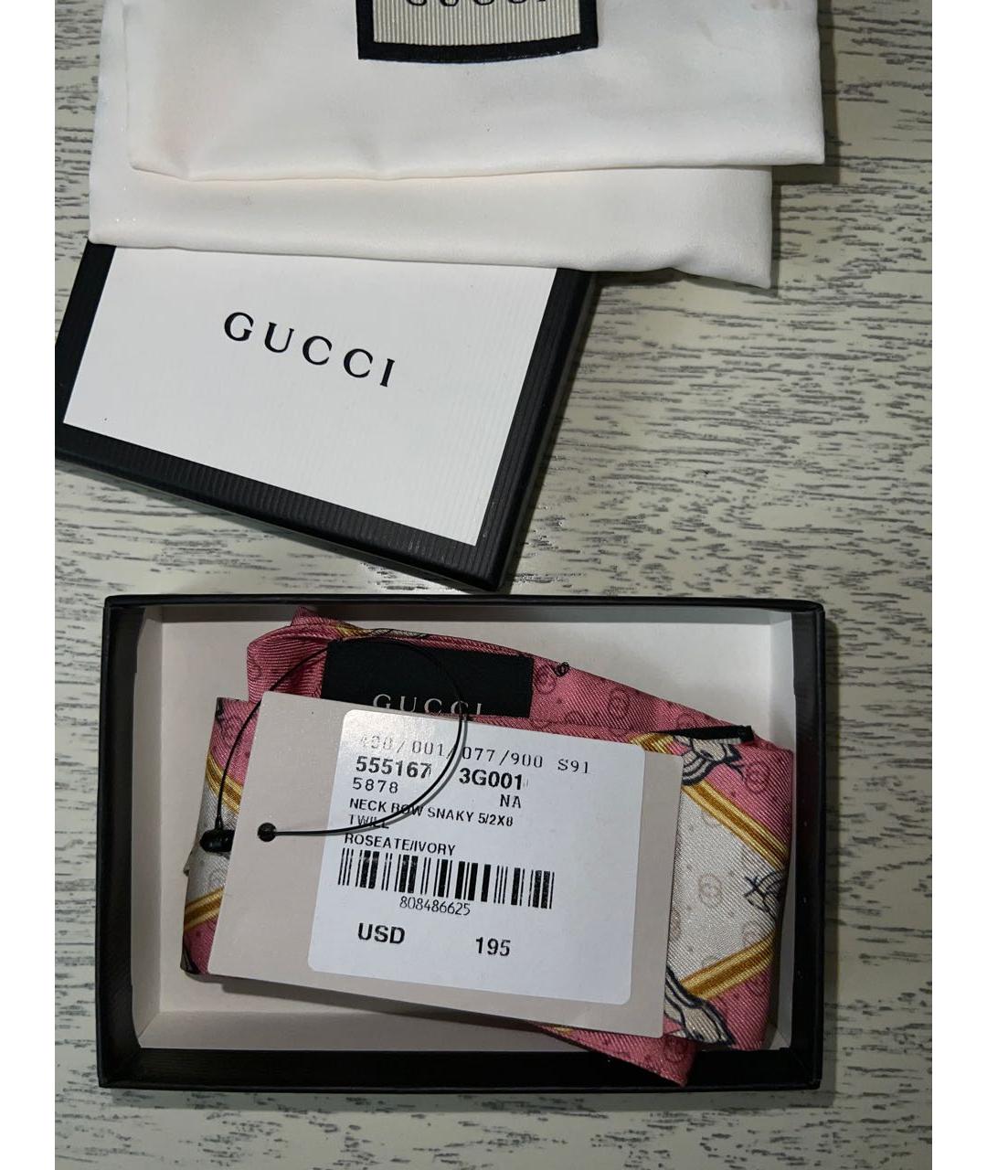 GUCCI Розовый шелковый платок, фото 3