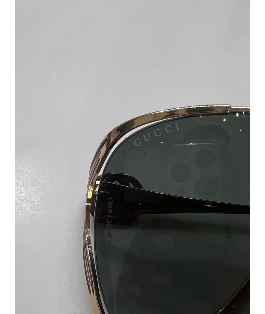 GUCCI Золотые металлические солнцезащитные очки, фото 3
