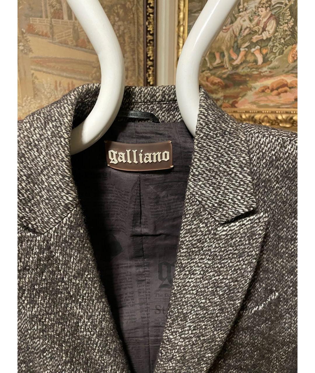 JOHN GALLIANO Серое шерстяное пальто, фото 3