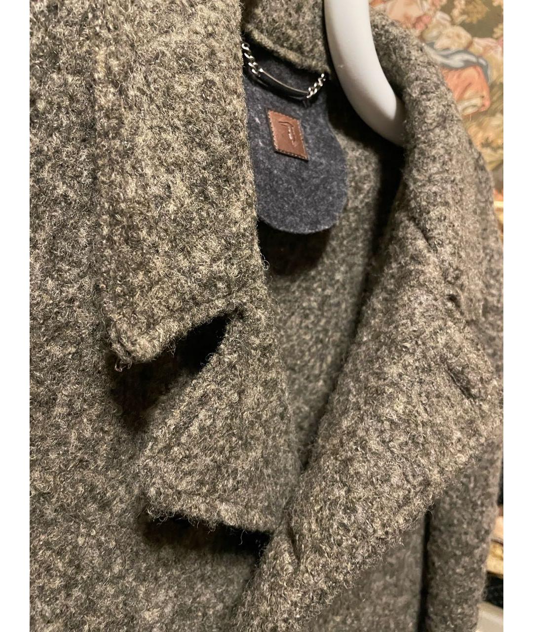 TRUSSARDI Серое шерстяное пальто, фото 5
