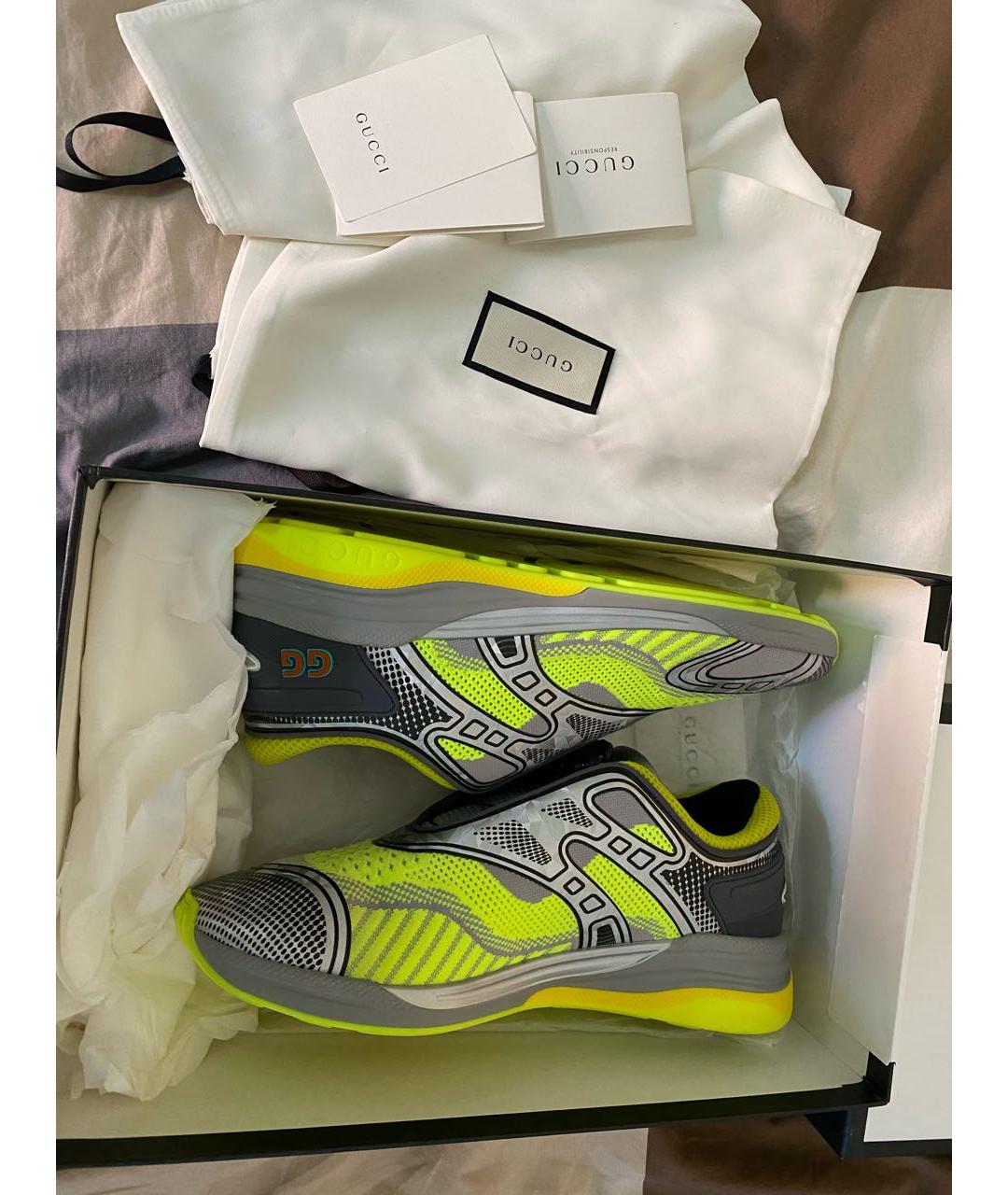 GUCCI Желтые низкие кроссовки / кеды, фото 4