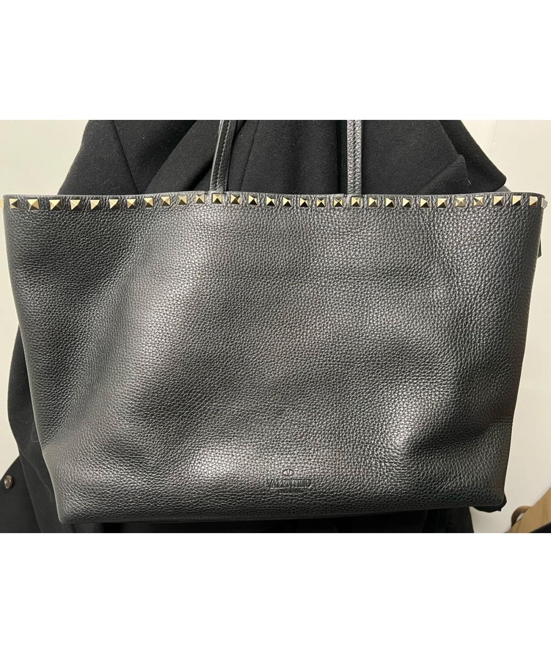 VALENTINO Черная кожаная сумка тоут, фото 3