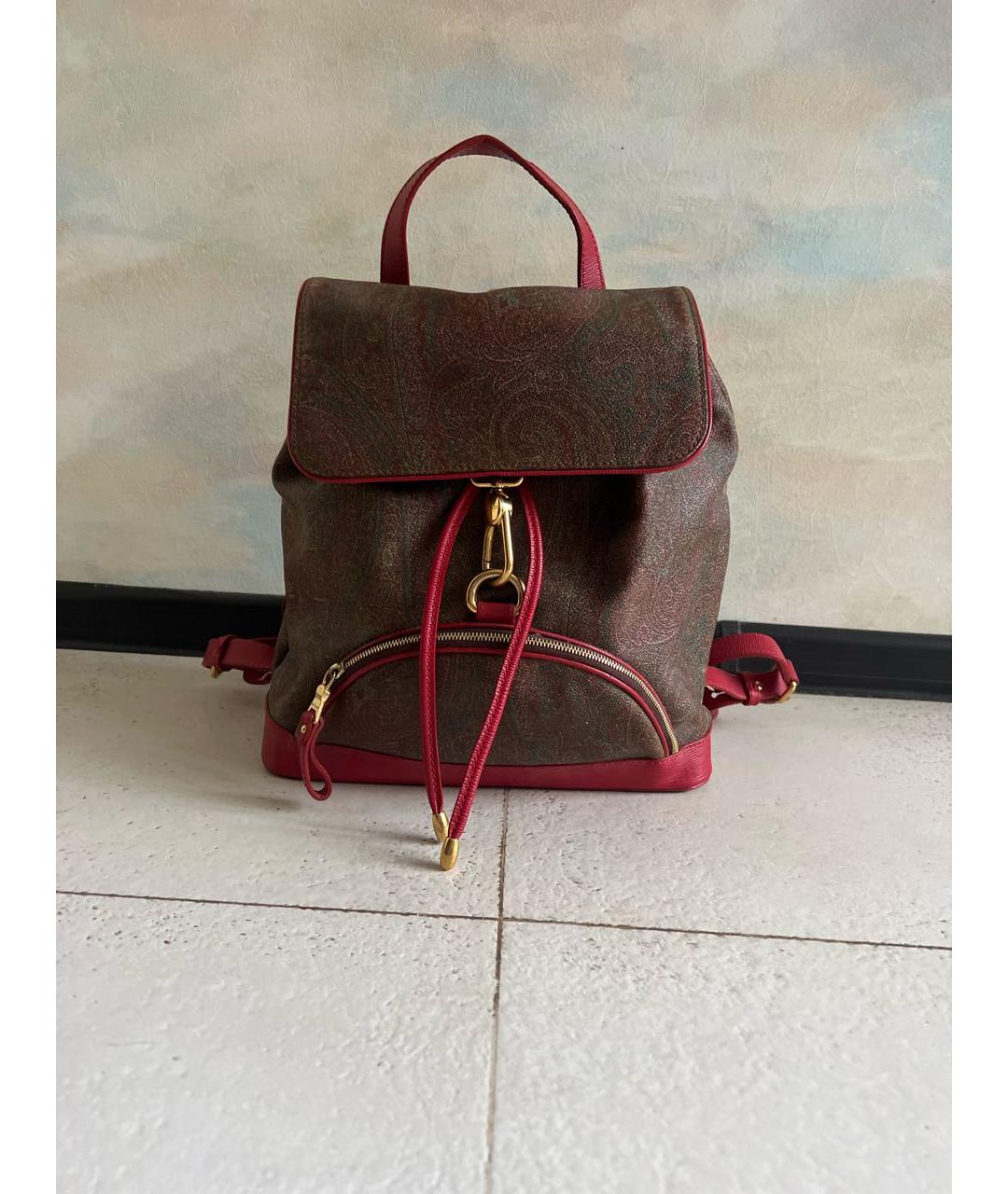 ETRO Бордовый кожаный рюкзак, фото 4