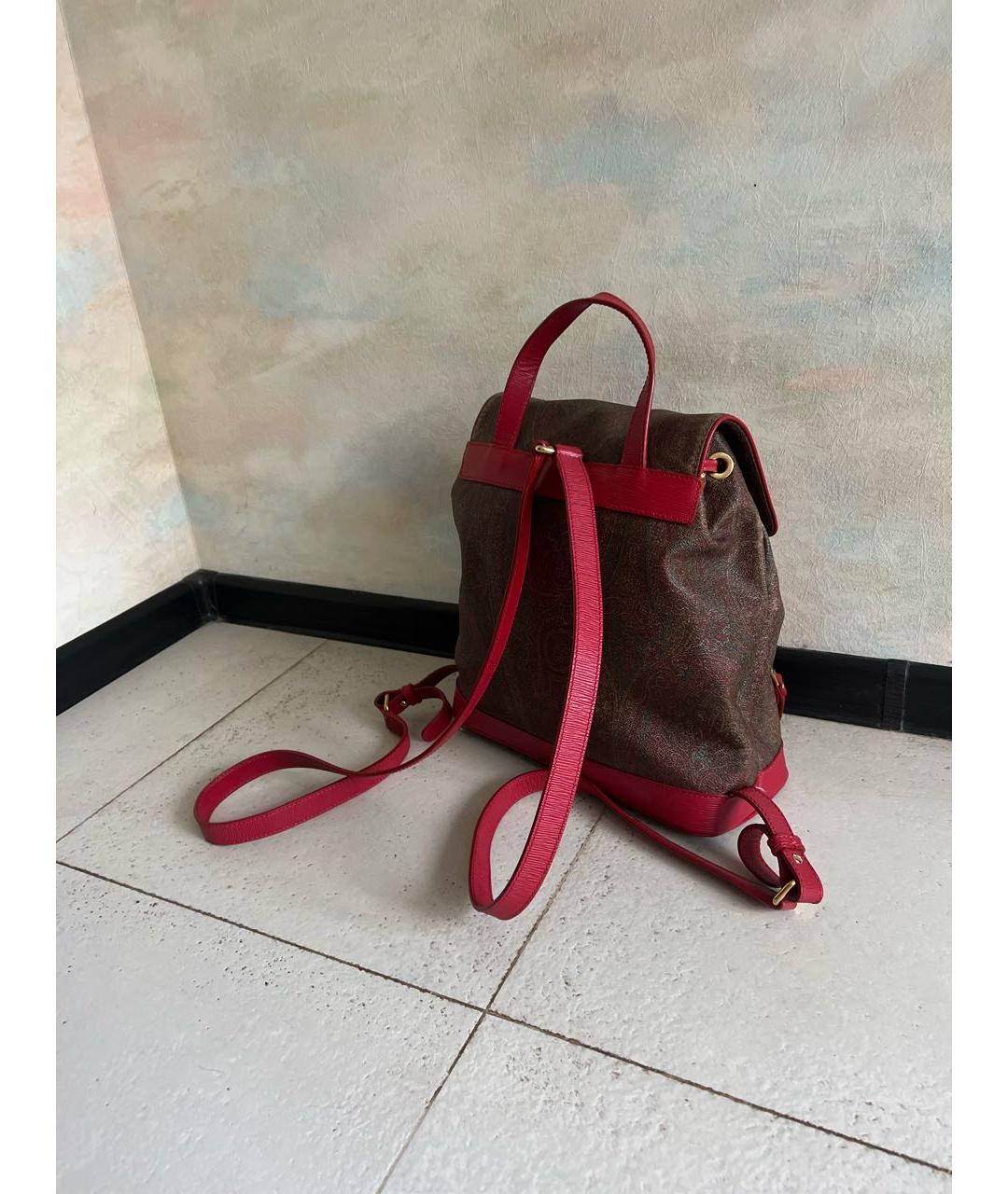 ETRO Бордовый кожаный рюкзак, фото 2