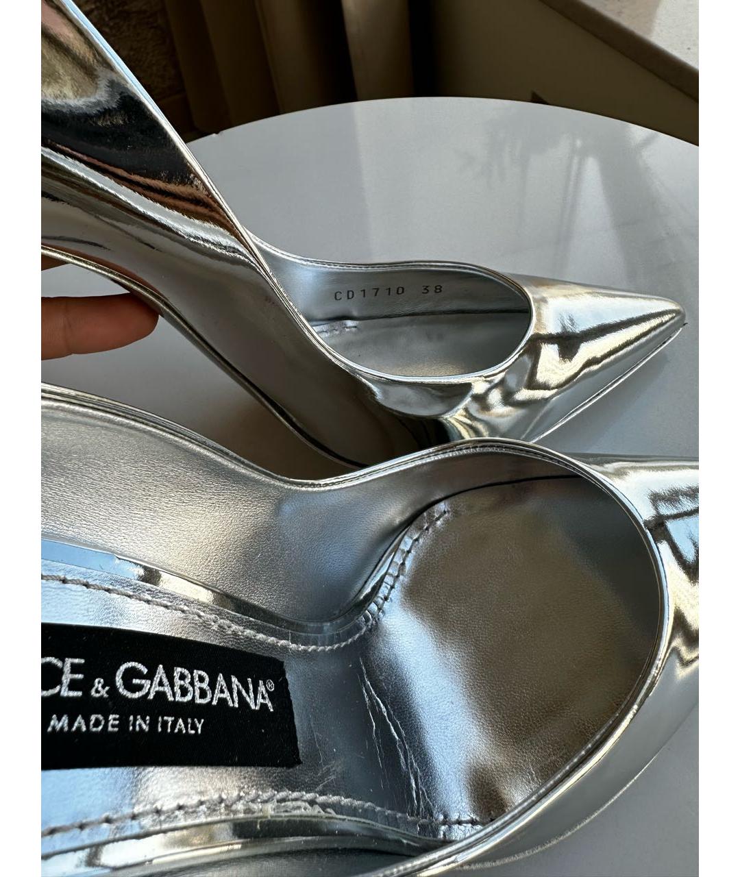 DOLCE&GABBANA Серебряные кожаные туфли, фото 3