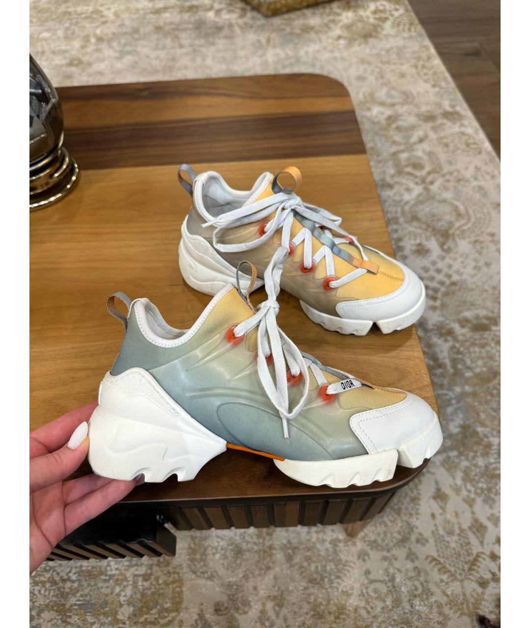 CHRISTIAN DIOR Оранжевое кожаные кроссовки, фото 3