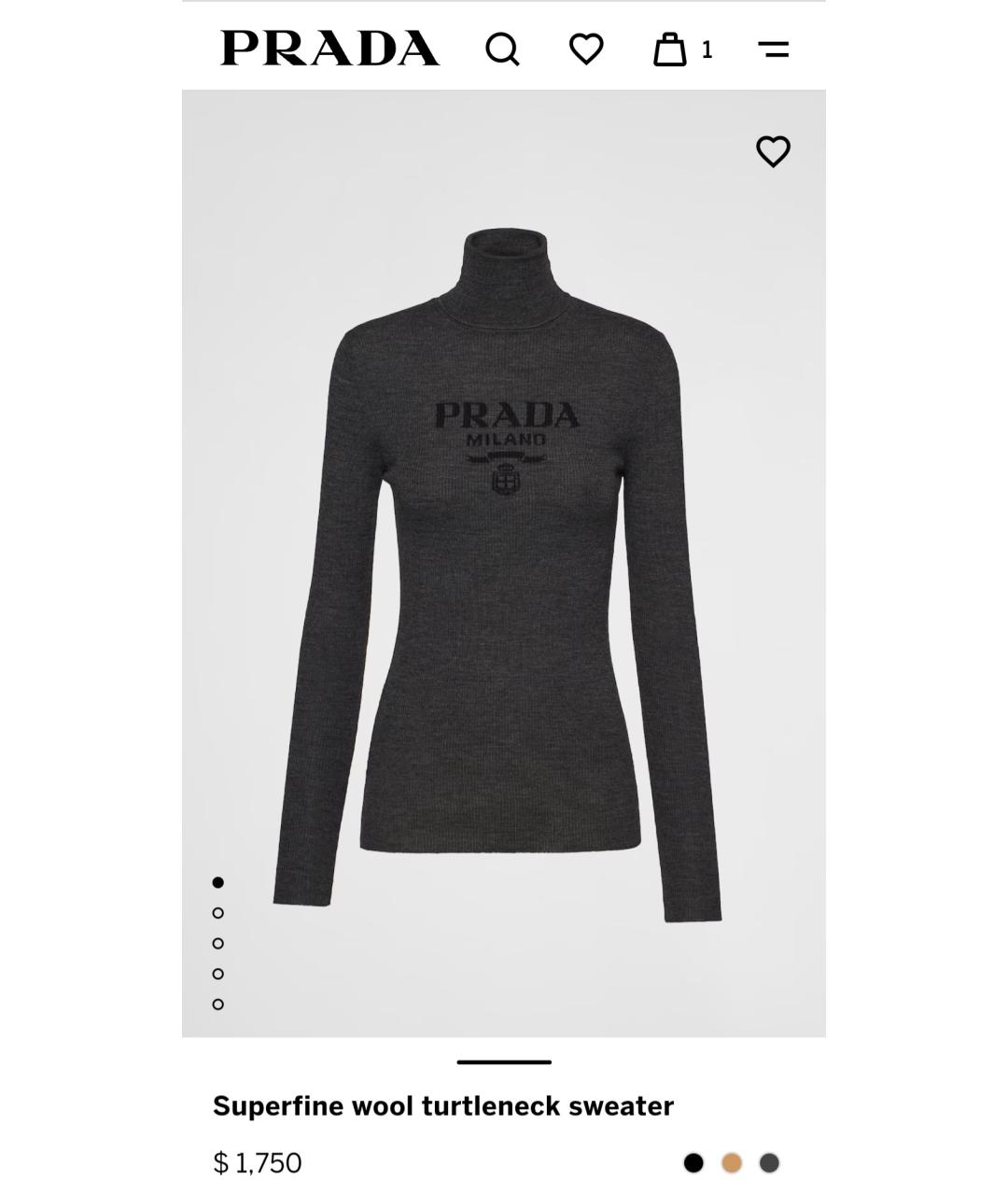 PRADA Серый джемпер / свитер, фото 2
