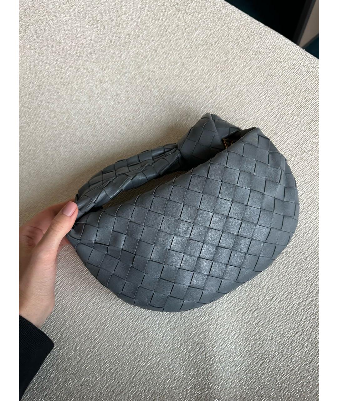 BOTTEGA VENETA Серая кожаная сумка с короткими ручками, фото 2