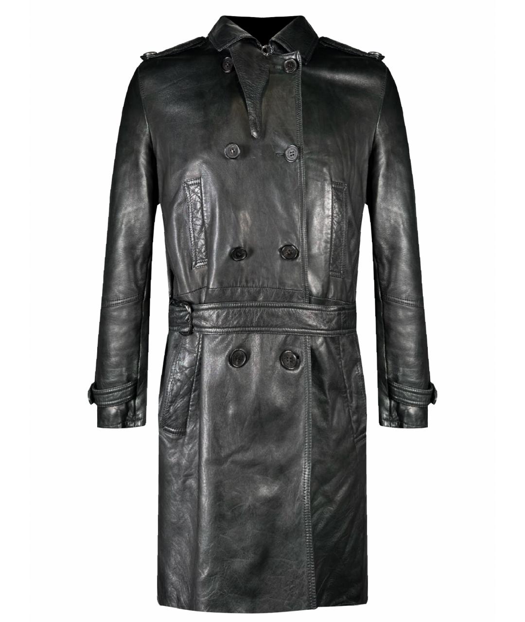 NEIL BARRETT Черное кожаное пальто, фото 1