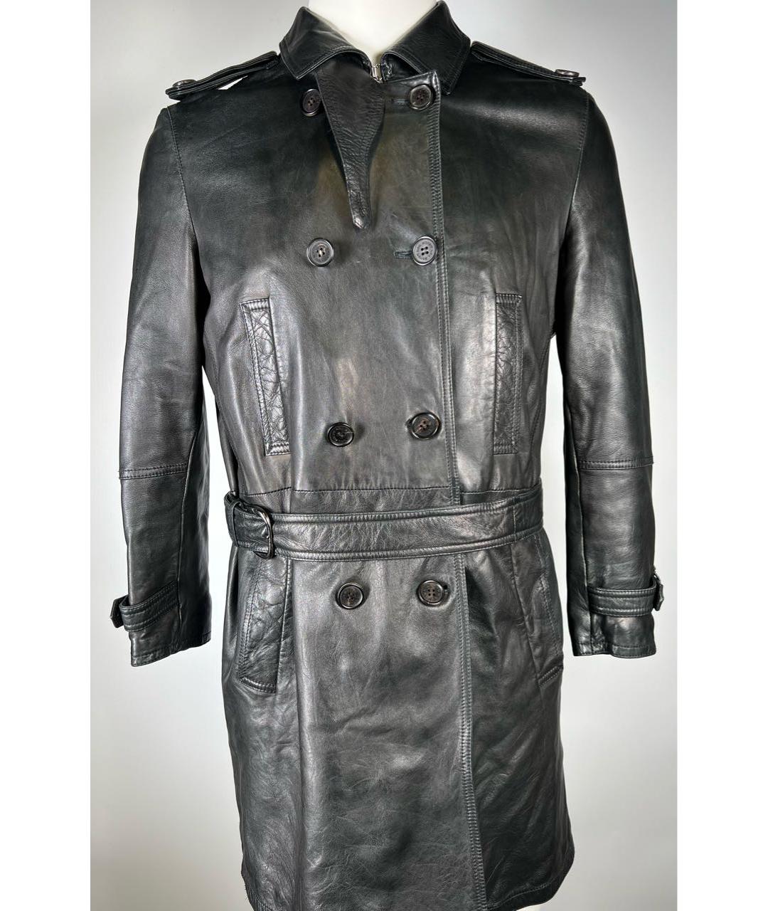 NEIL BARRETT Черное кожаное пальто, фото 6