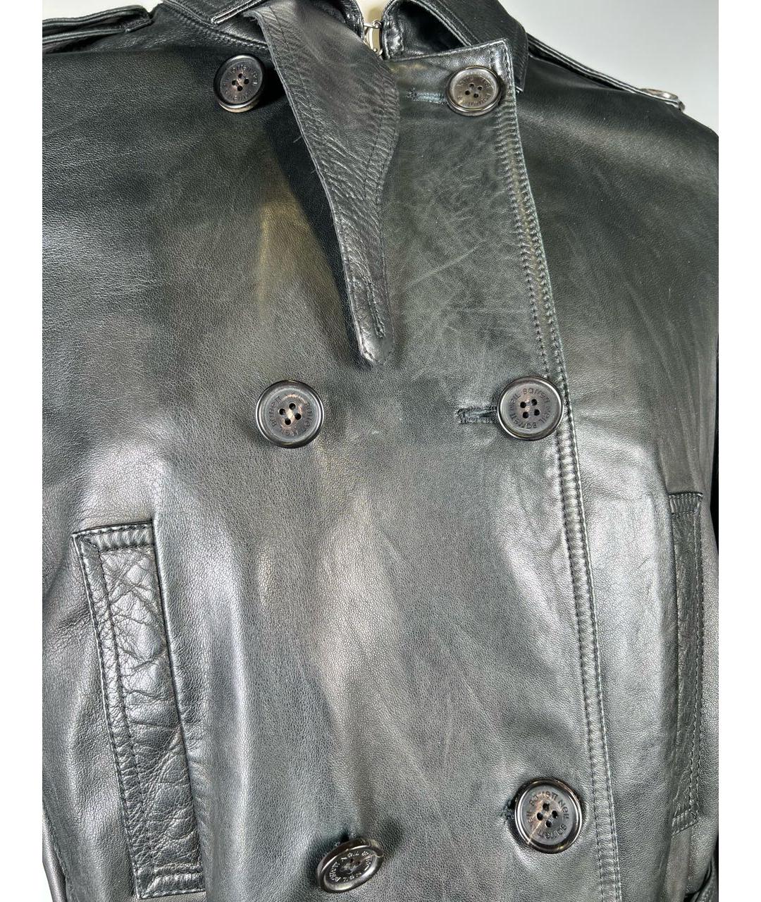 NEIL BARRETT Черное кожаное пальто, фото 3