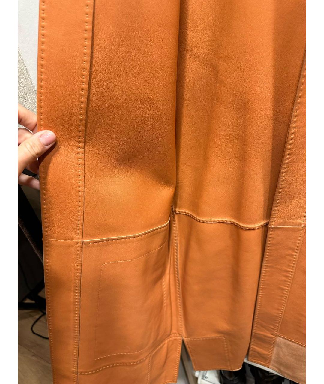 HERMES PRE-OWNED Оранжевое кожаное пальто, фото 7
