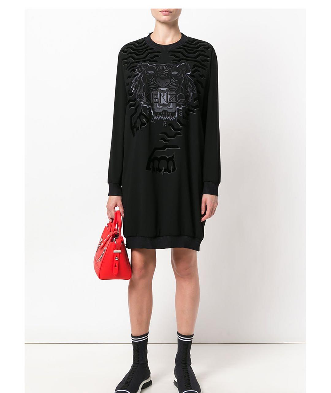 KENZO Черное полиэстеровое повседневное платье, фото 5
