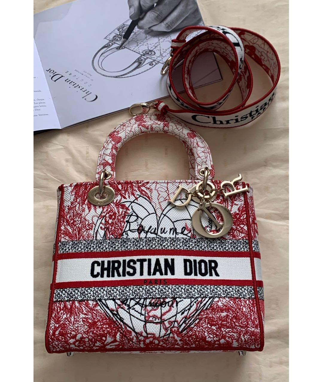 CHRISTIAN DIOR PRE-OWNED Белая жаккардовая сумка с короткими ручками, фото 5