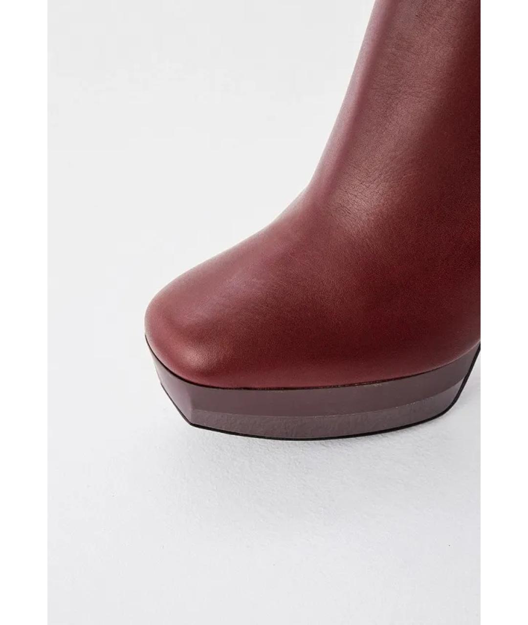 POLLINI Бордовые кожаные ботильоны, фото 5