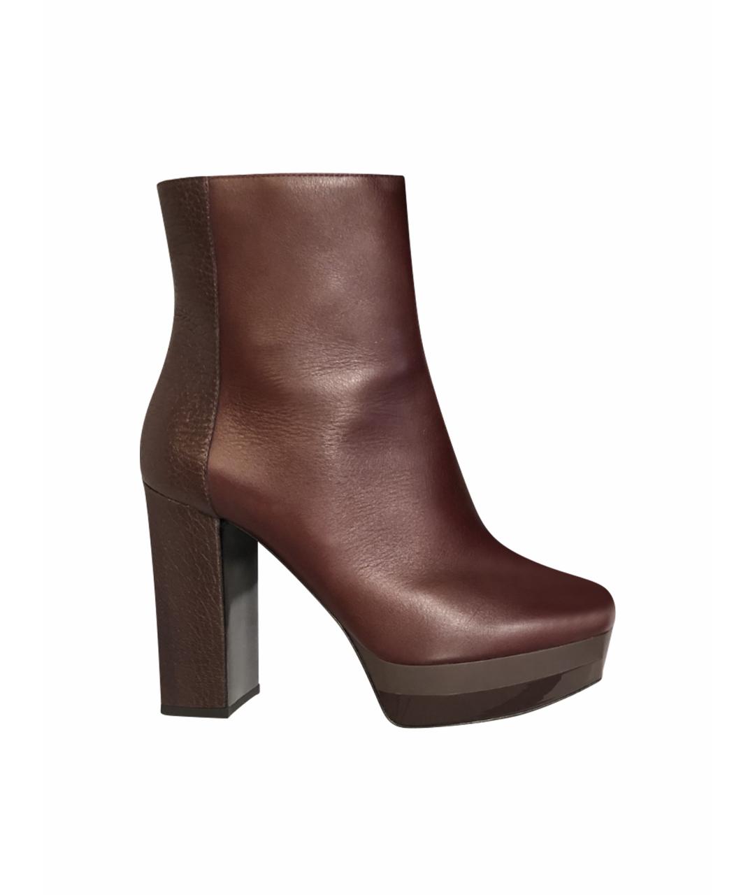 POLLINI Бордовые кожаные ботильоны, фото 1