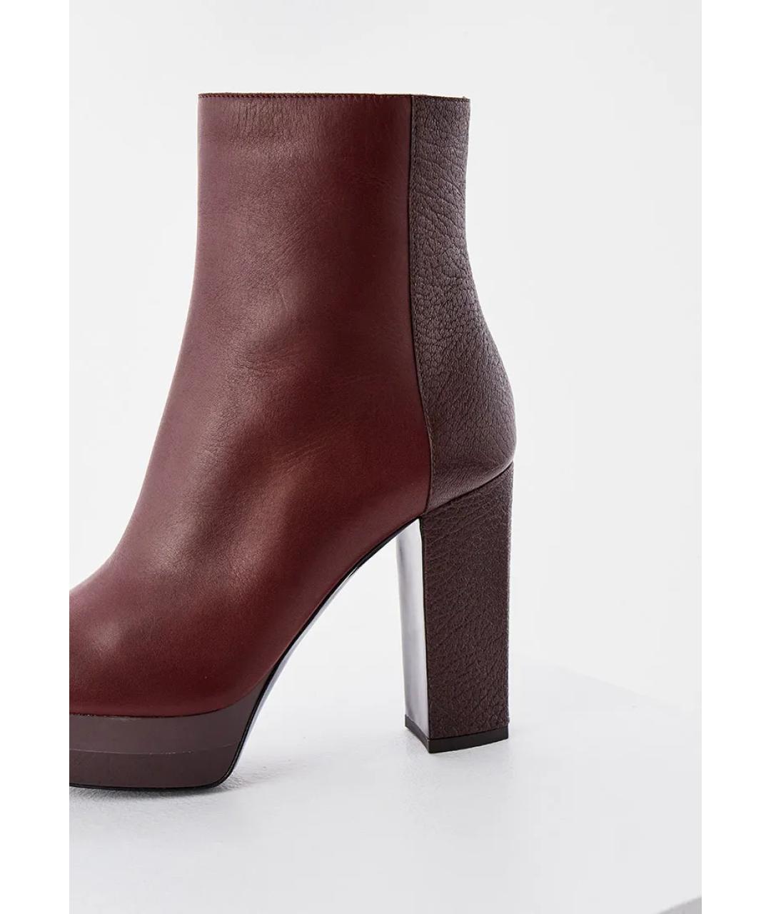 POLLINI Бордовые кожаные ботильоны, фото 7