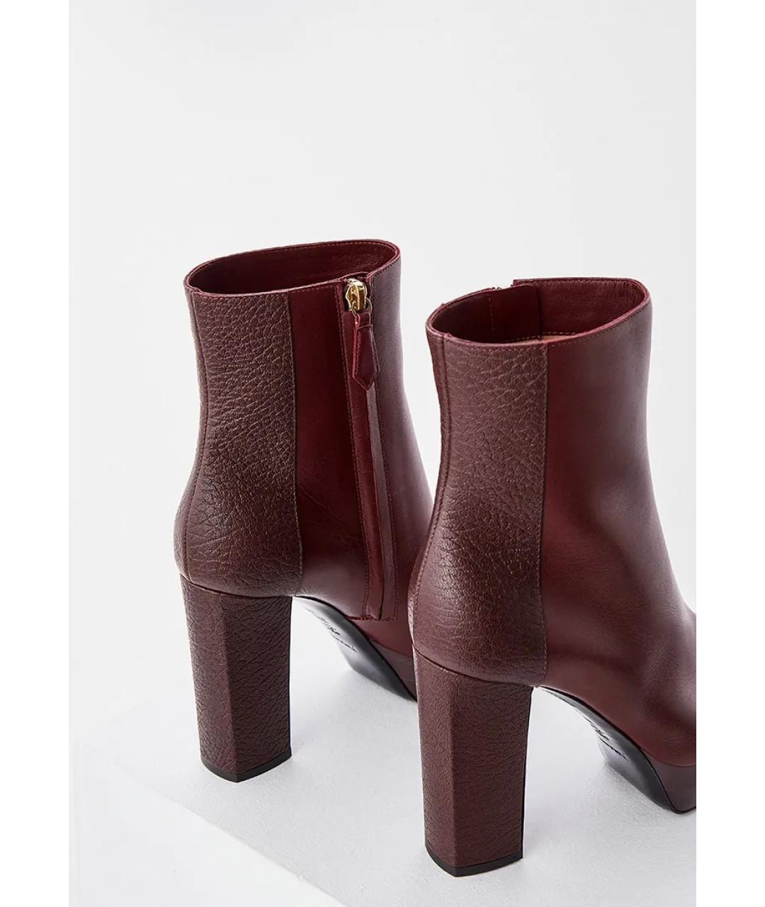 POLLINI Бордовые кожаные ботильоны, фото 9