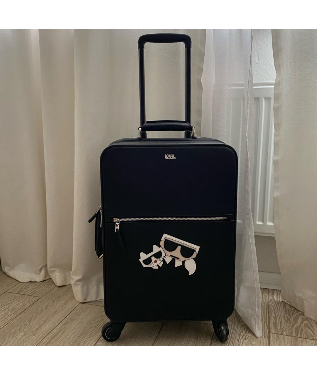 KARL LAGERFELD Черный чемодан из искусственной кожи, фото 7