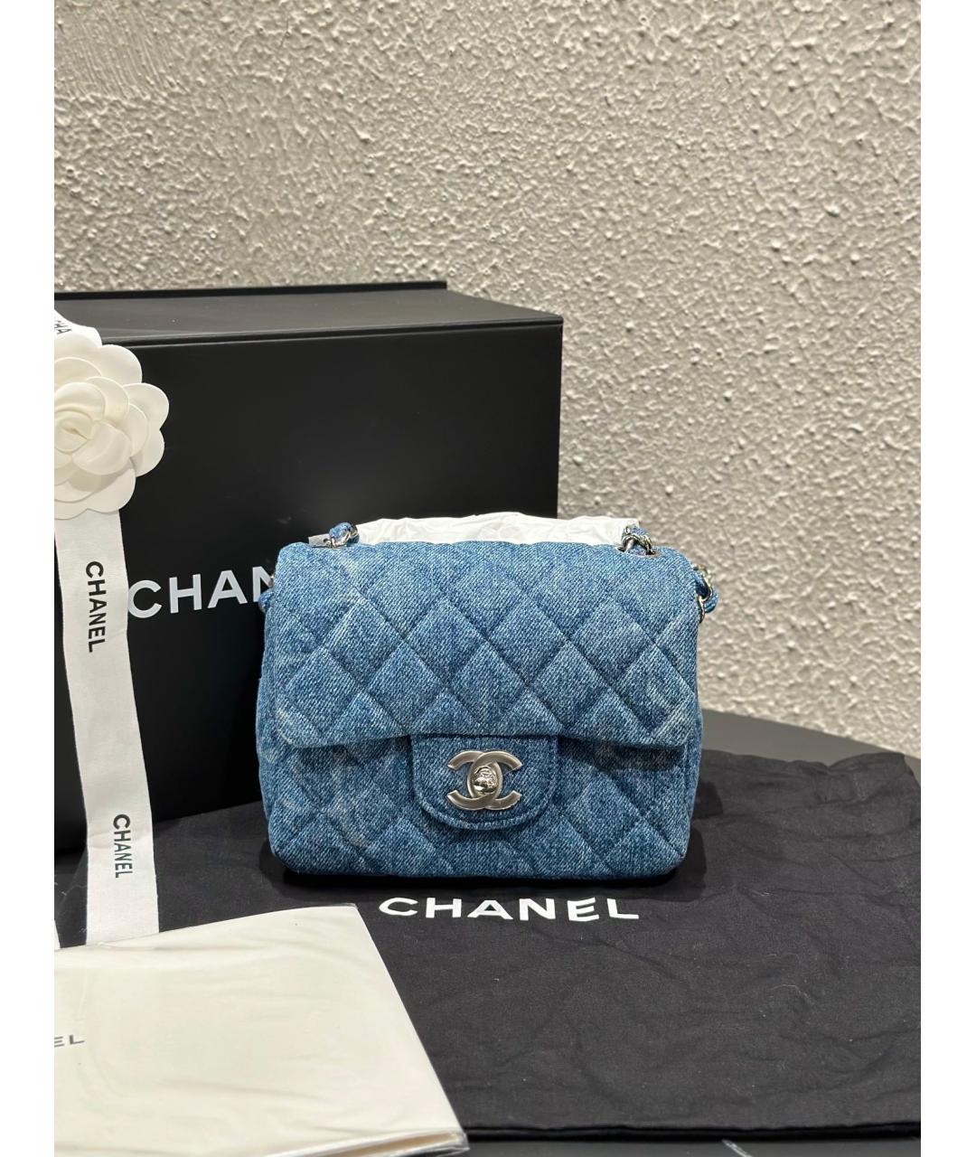 CHANEL Голубая деним сумка через плечо, фото 10