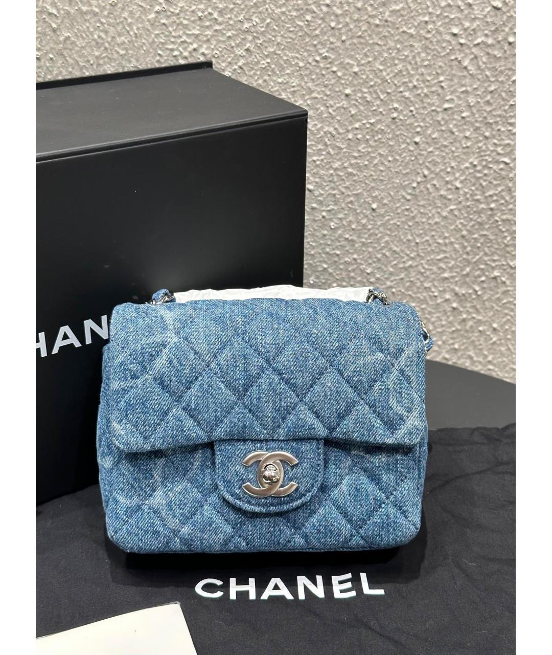 CHANEL Голубая деним сумка через плечо, фото 2