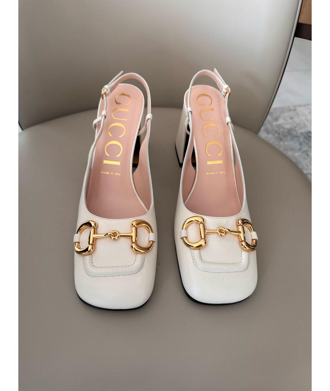 GUCCI Бежевые кожаные туфли, фото 2
