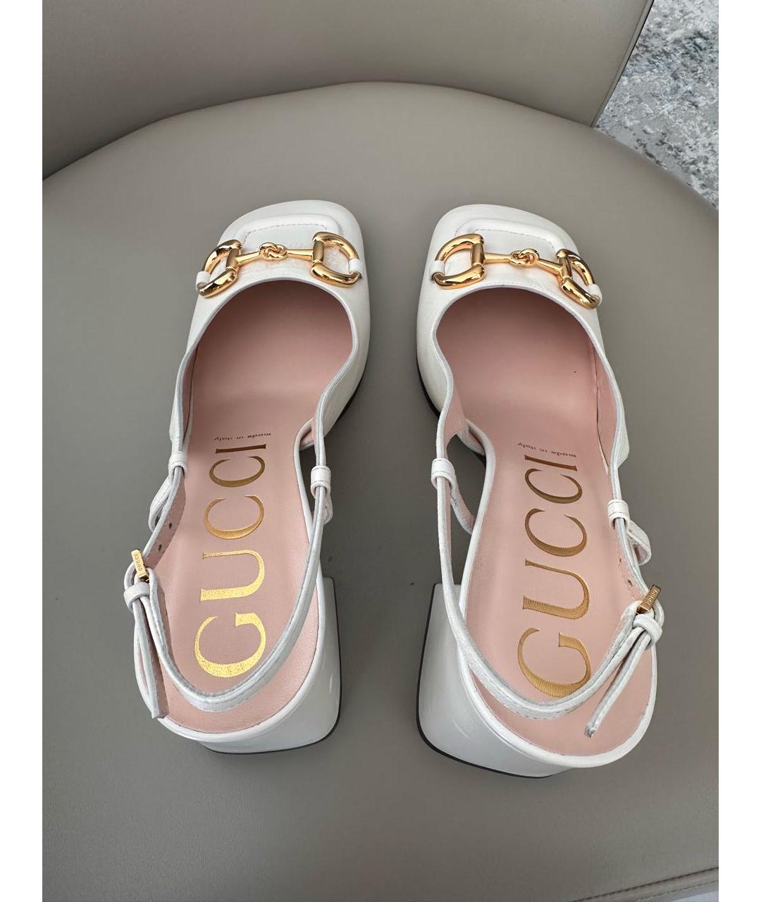 GUCCI Бежевые кожаные туфли, фото 3