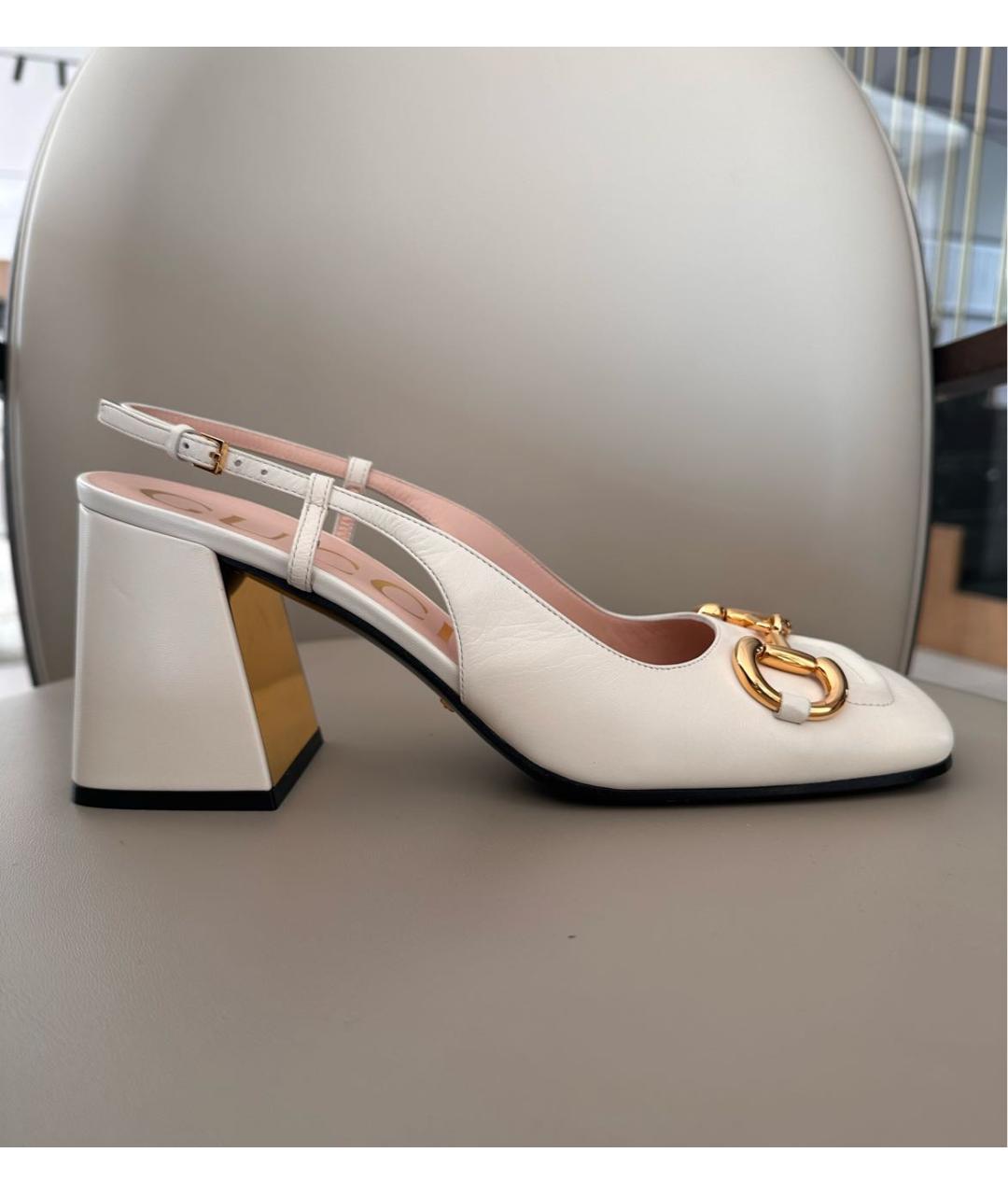GUCCI Бежевые кожаные туфли, фото 9
