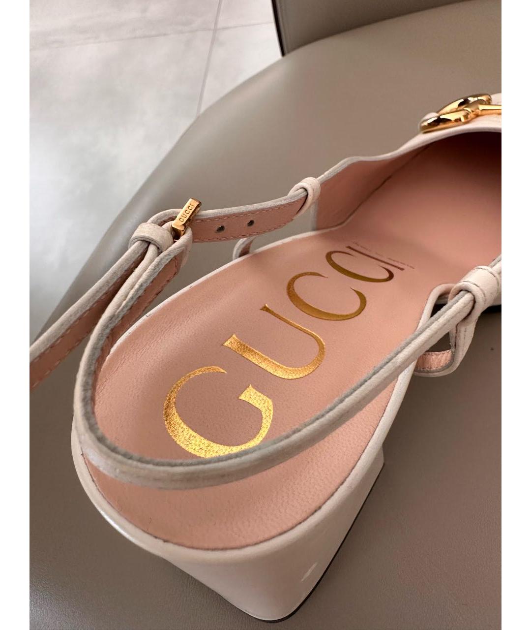 GUCCI Бежевые кожаные туфли, фото 8