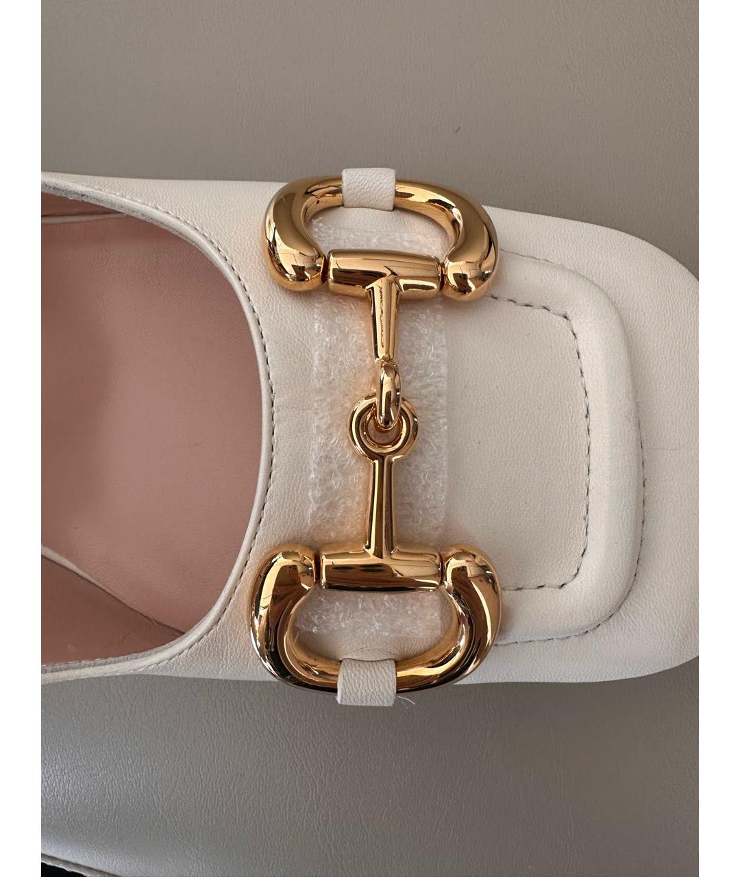 GUCCI Бежевые кожаные туфли, фото 6