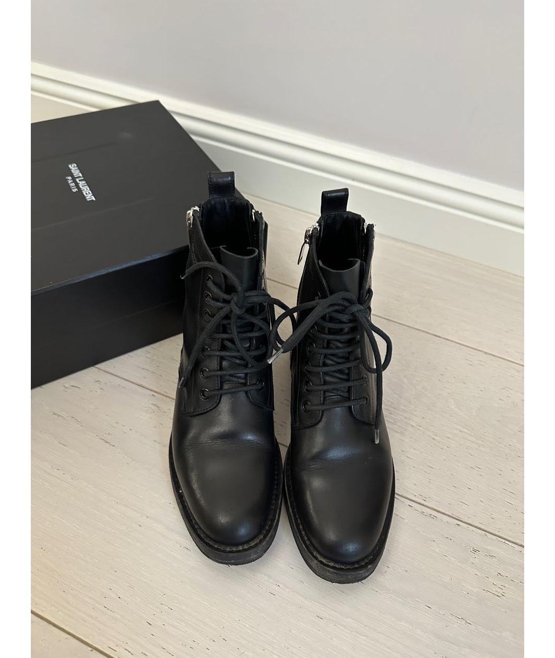 SAINT LAURENT Черные кожаные ботинки, фото 3