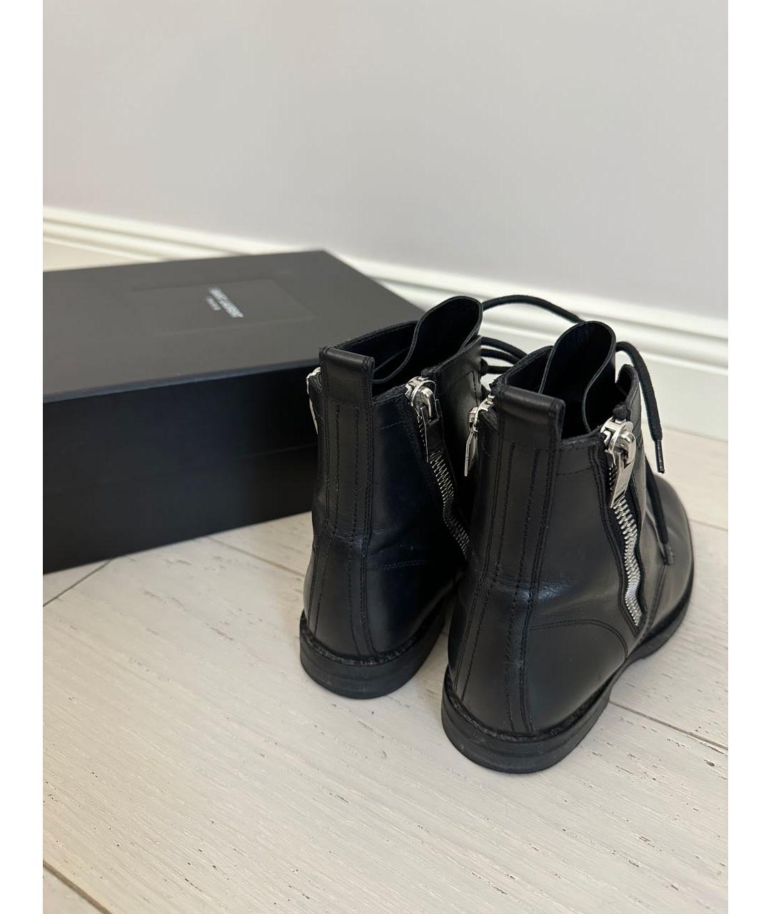 SAINT LAURENT Черные кожаные ботинки, фото 6