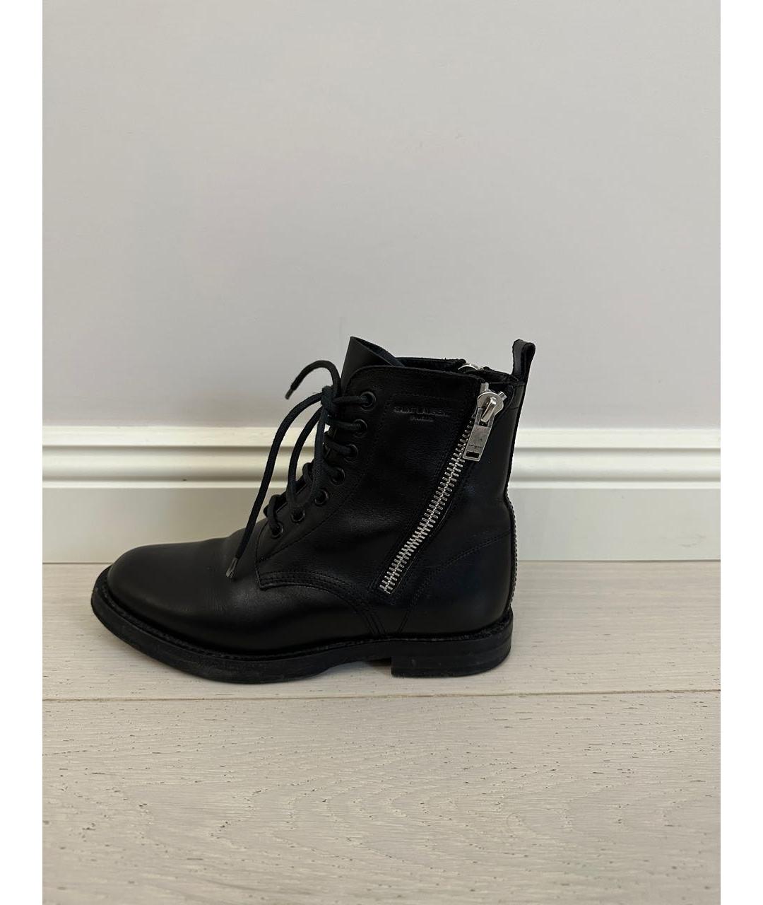 SAINT LAURENT Черные кожаные ботинки, фото 8