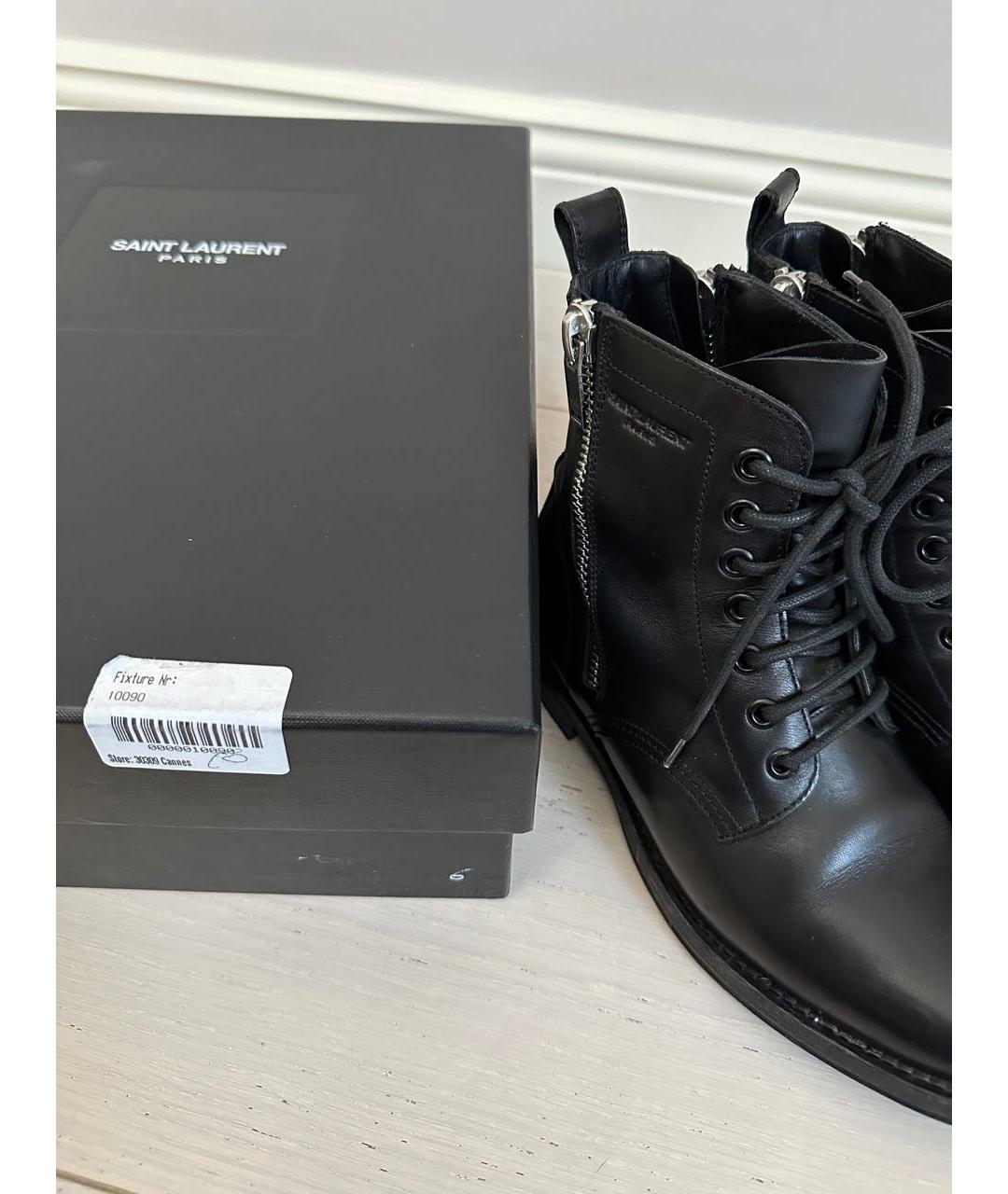 SAINT LAURENT Черные кожаные ботинки, фото 7