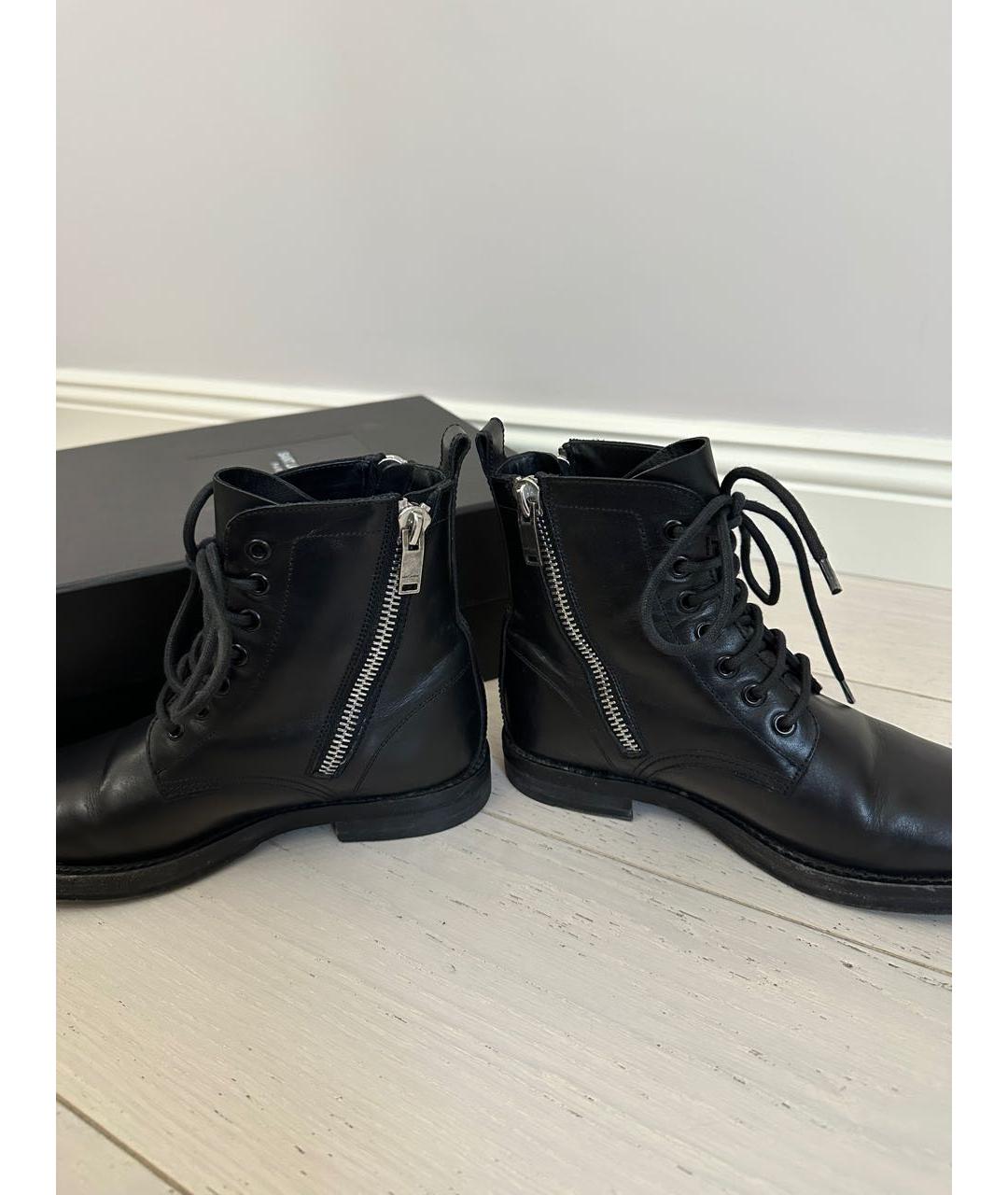 SAINT LAURENT Черные кожаные ботинки, фото 4