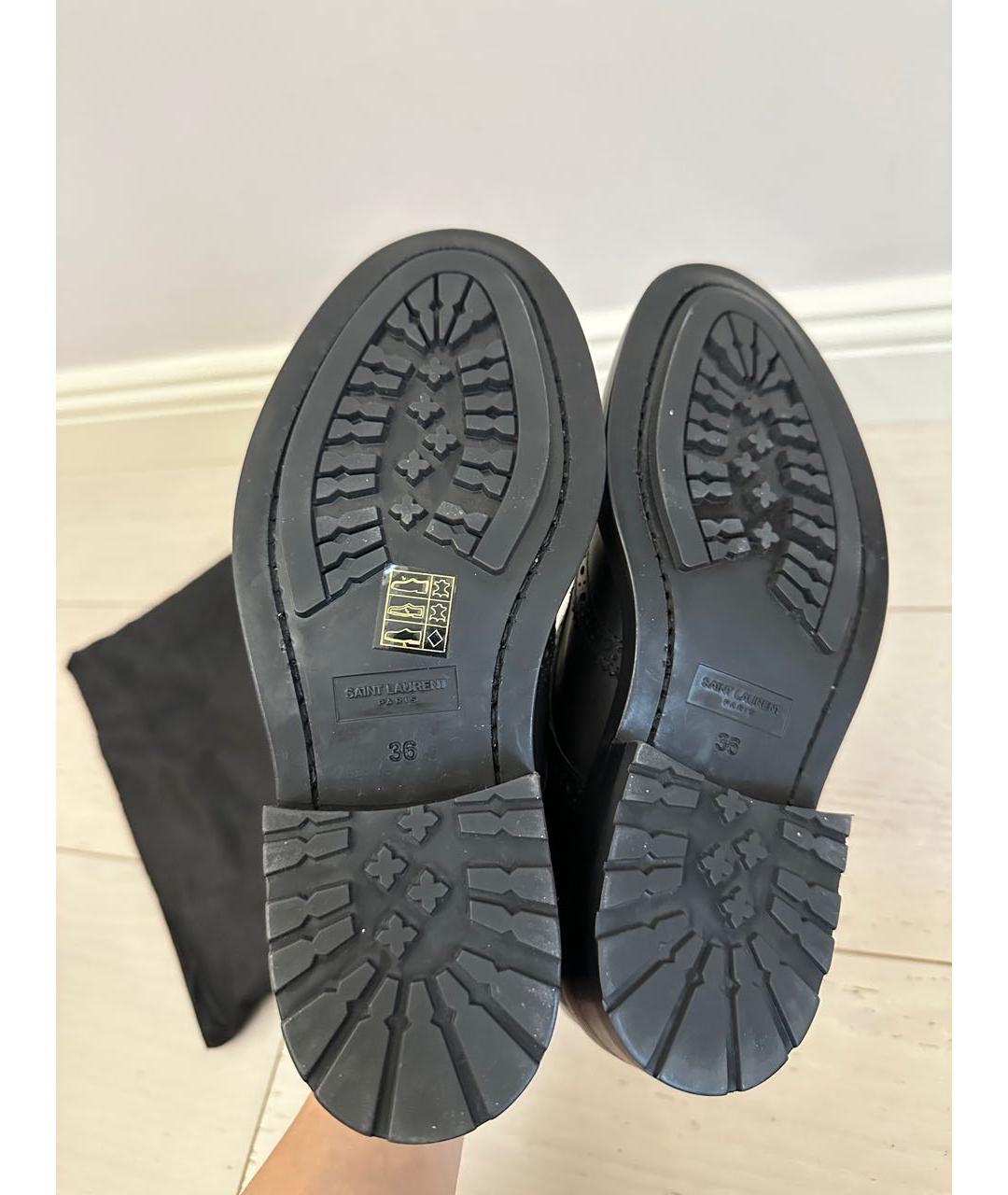 SAINT LAURENT Черные кожаные ботинки, фото 5