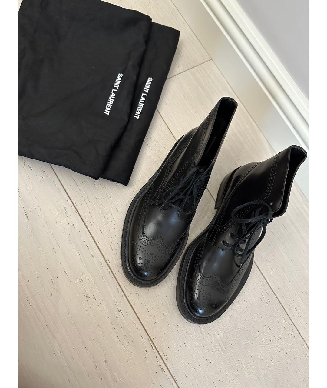 SAINT LAURENT Черные кожаные ботинки, фото 2