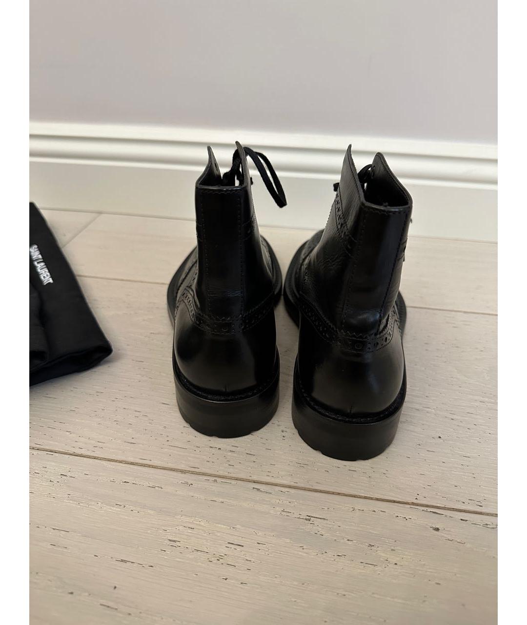 SAINT LAURENT Черные кожаные ботинки, фото 4