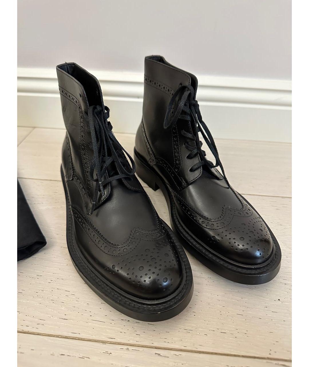 SAINT LAURENT Черные кожаные ботинки, фото 3