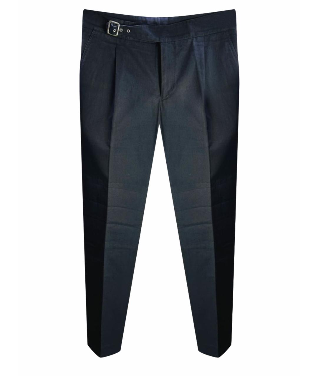 HERMES Темно-синие хлопковые брюки чинос, фото 1