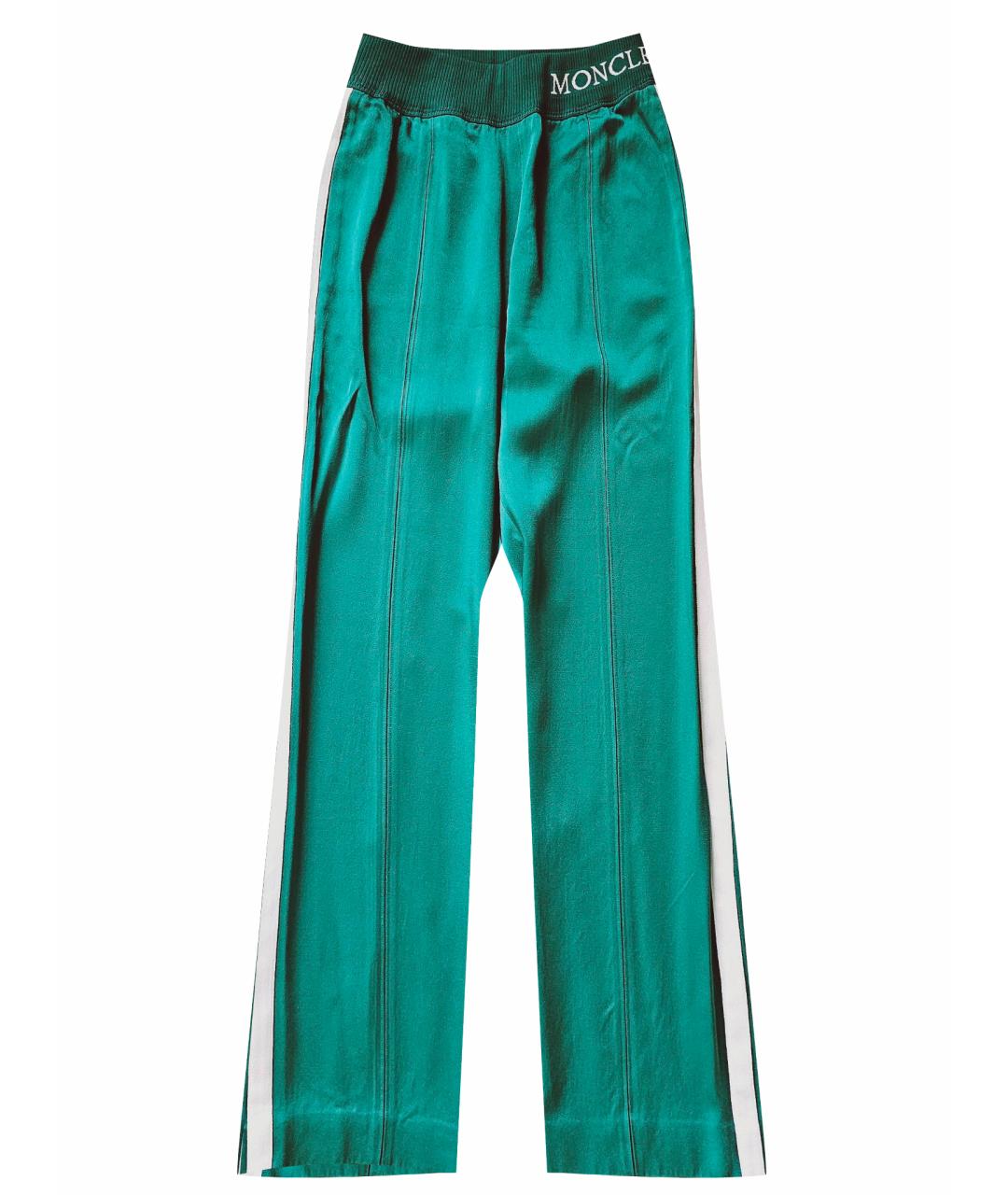 MONCLER Зеленые ацетатные прямые брюки, фото 1