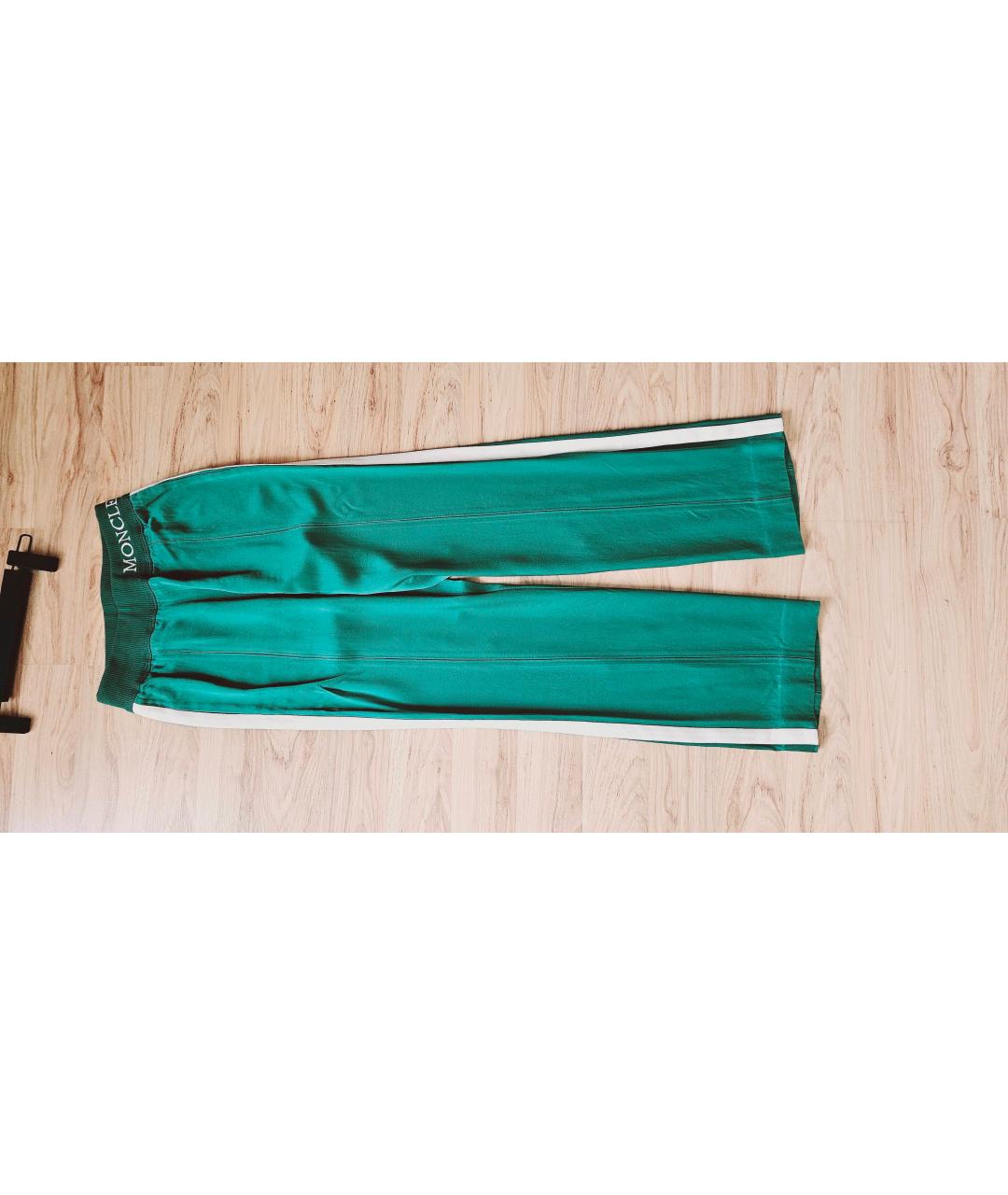 MONCLER Зеленые ацетатные прямые брюки, фото 10