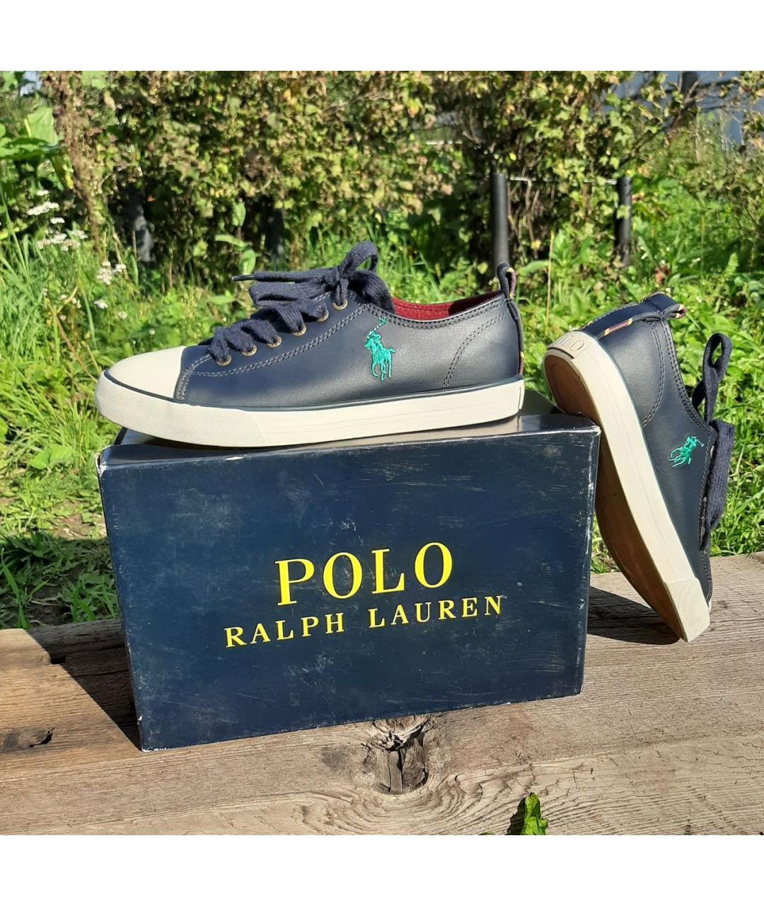 POLO RALPH LAUREN Темно-синие кожаные кеды, фото 5