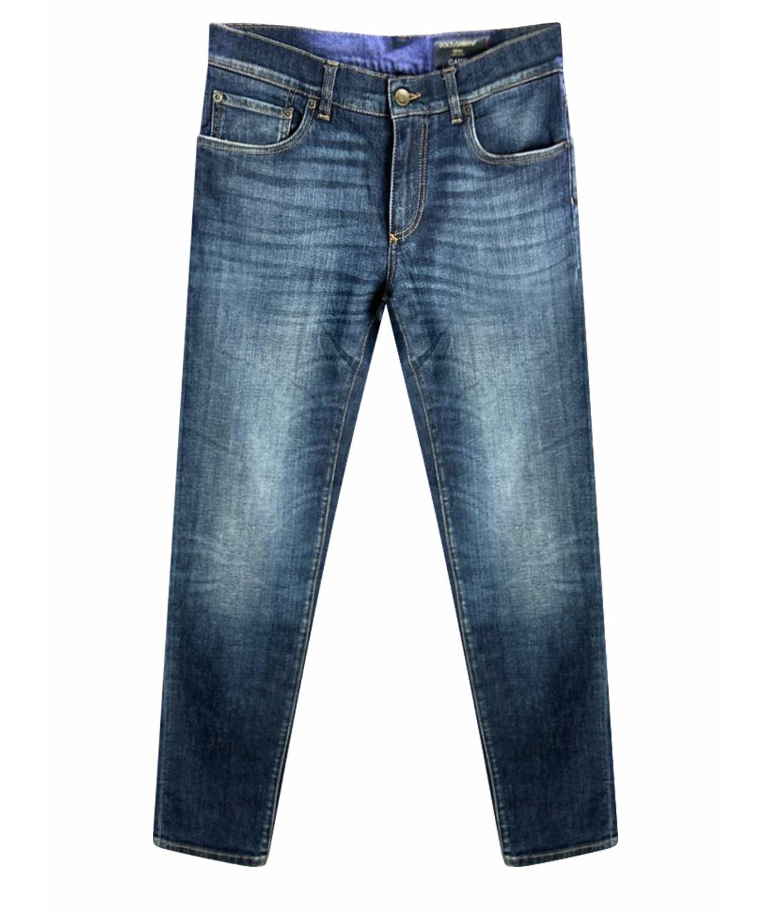 DOLCE&GABBANA Темно-синие хлопко-эластановые джинсы скинни, фото 1