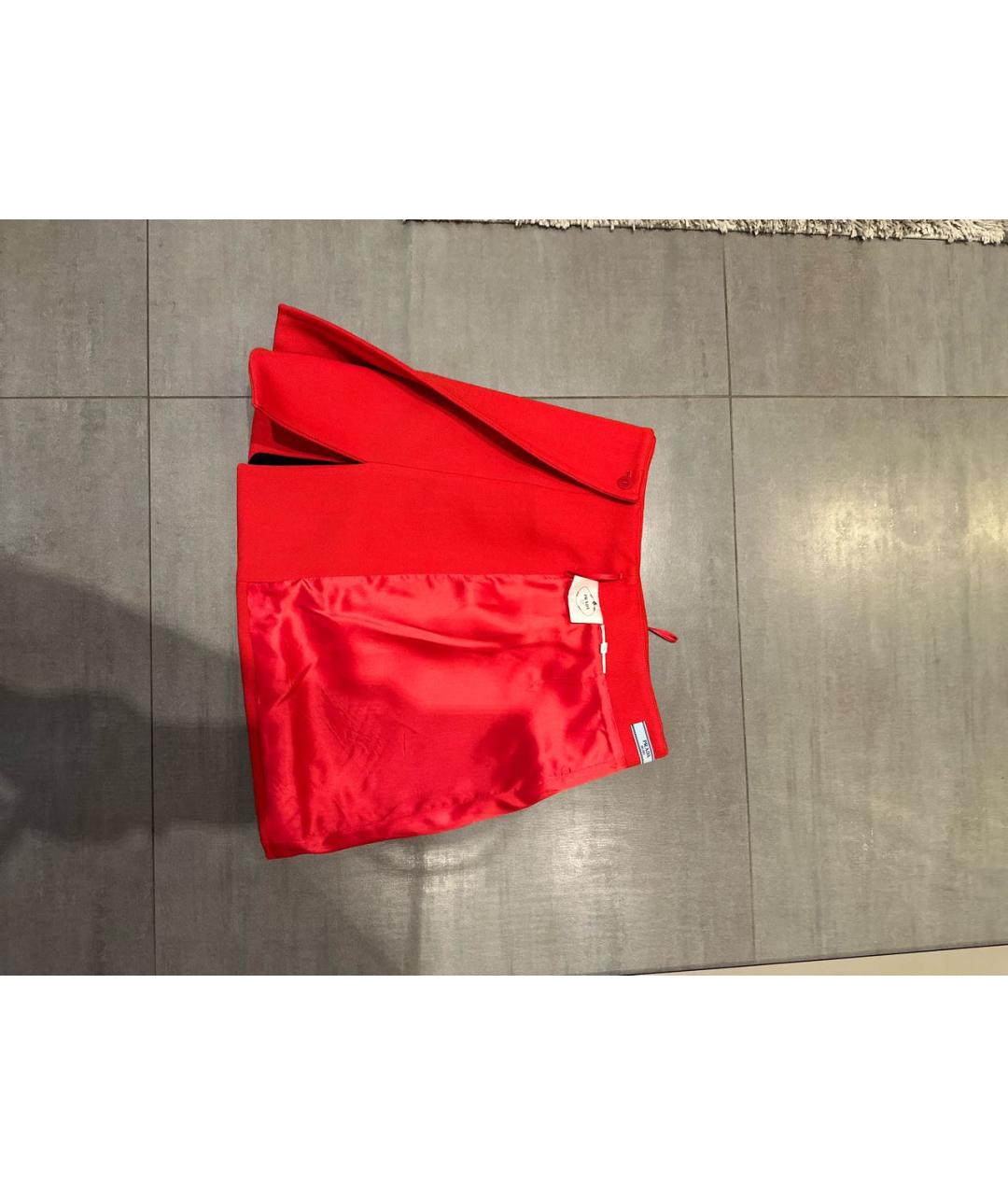 PRADA Красная твидовая юбка мини, фото 3