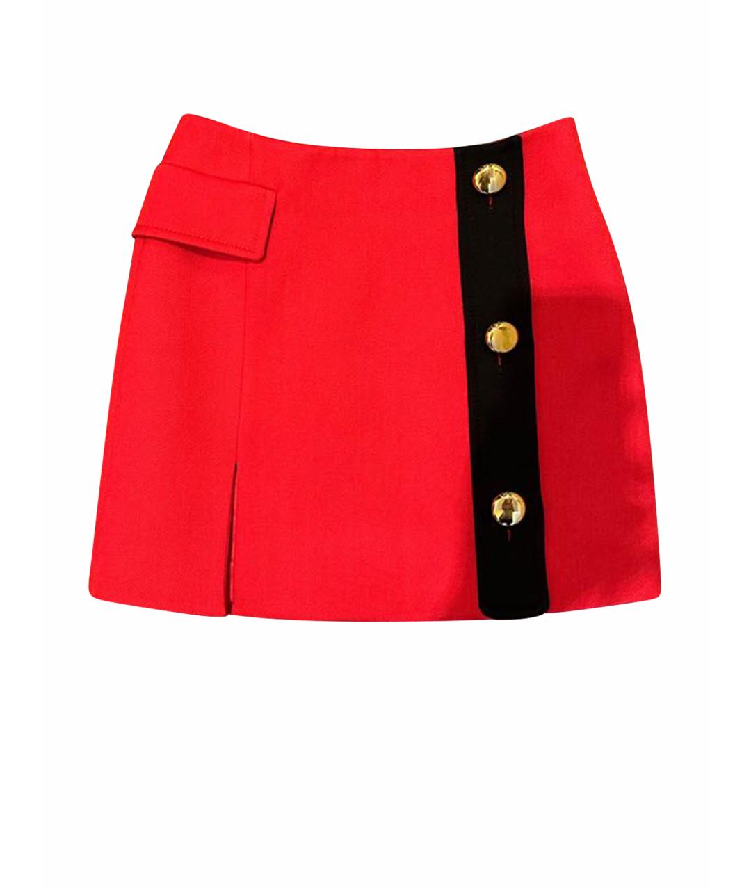 PRADA Красная твидовая юбка мини, фото 1