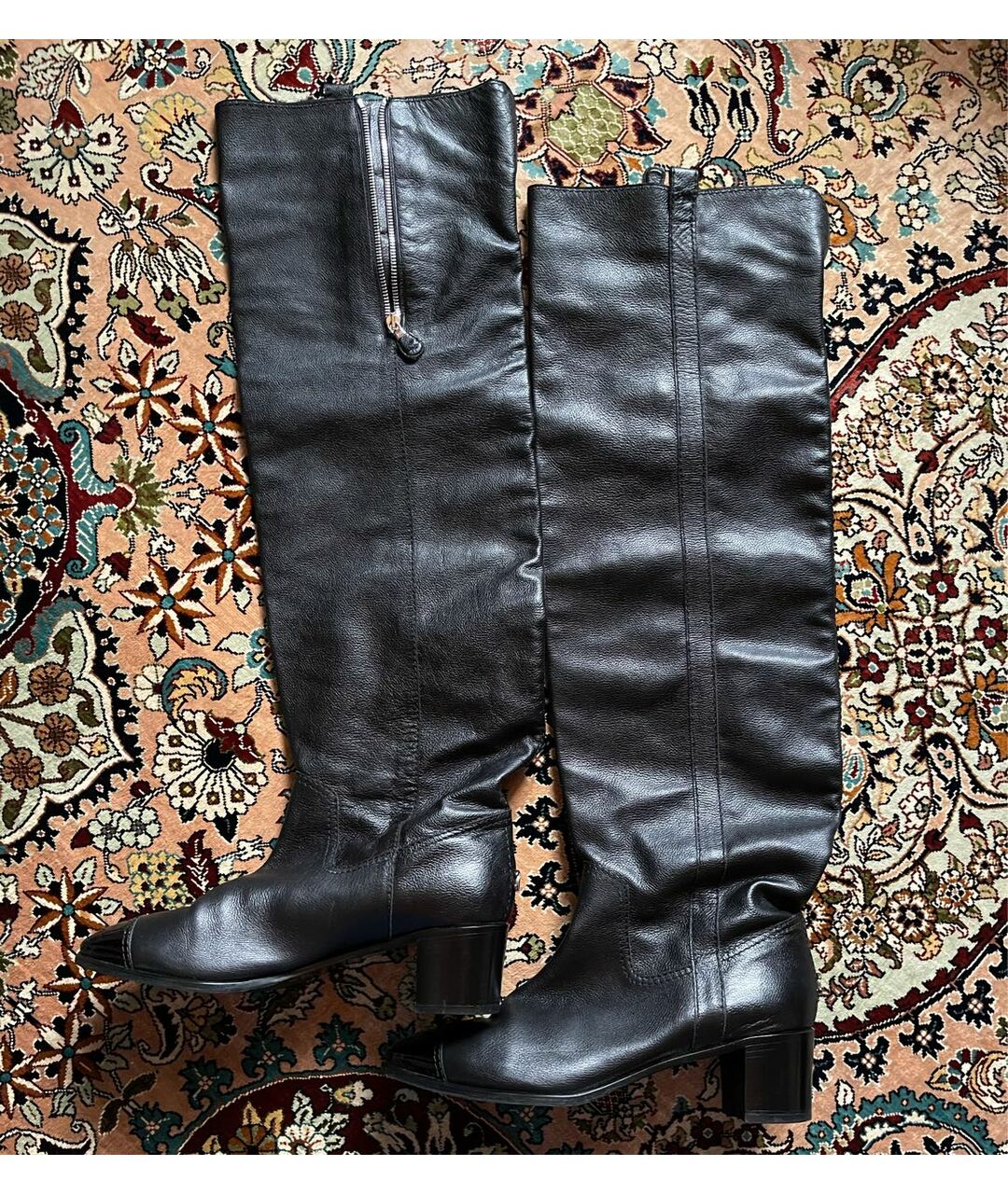 CHANEL PRE-OWNED Черные кожаные ботфорты, фото 7
