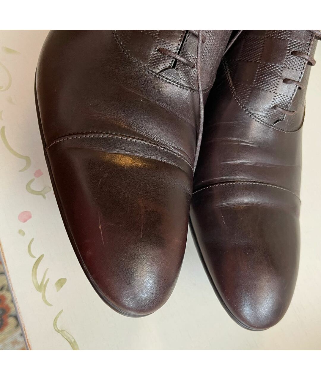 LOUIS VUITTON PRE-OWNED Коричневые кожаные низкие ботинки, фото 7